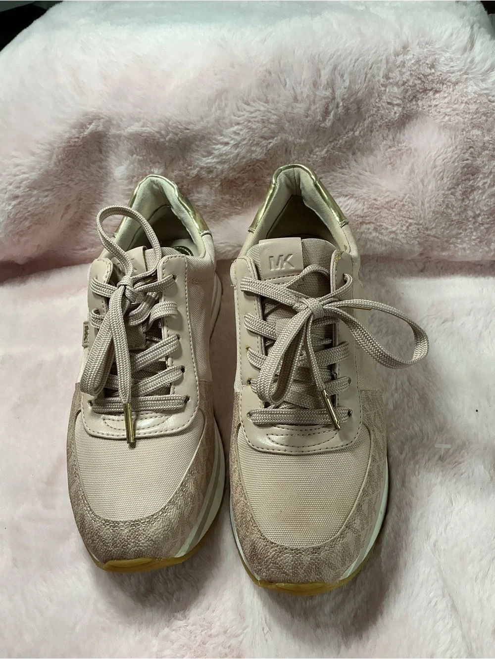 Michael Kors Blush Pink Lace-Up Sneakers with Gold Accent B14
